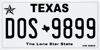 TX license plate DOS9899