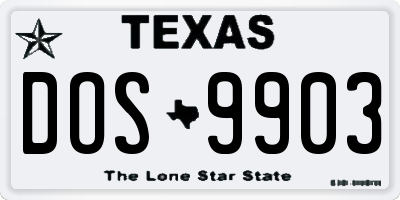 TX license plate DOS9903