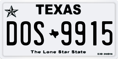 TX license plate DOS9915
