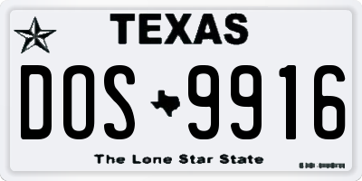 TX license plate DOS9916