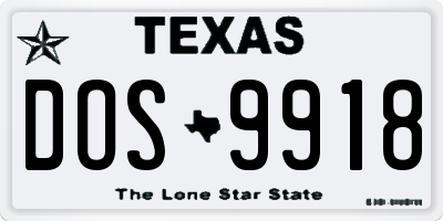 TX license plate DOS9918