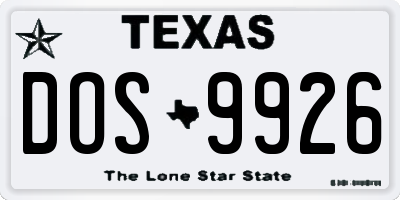 TX license plate DOS9926