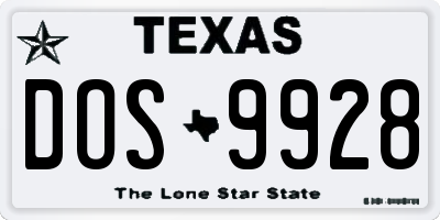 TX license plate DOS9928