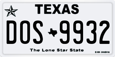 TX license plate DOS9932