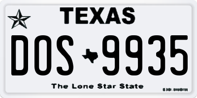 TX license plate DOS9935