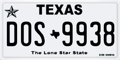 TX license plate DOS9938
