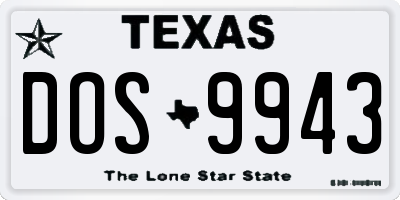 TX license plate DOS9943