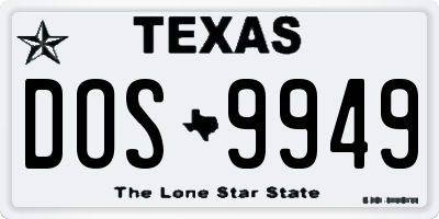 TX license plate DOS9949