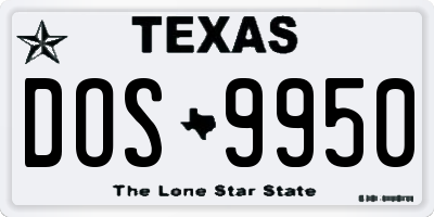TX license plate DOS9950