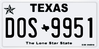 TX license plate DOS9951