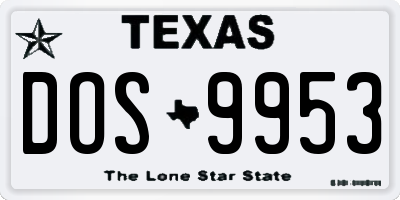 TX license plate DOS9953