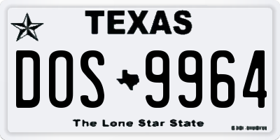 TX license plate DOS9964