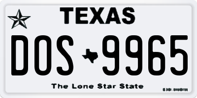 TX license plate DOS9965