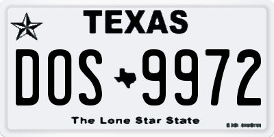 TX license plate DOS9972