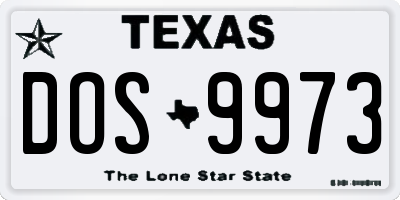 TX license plate DOS9973