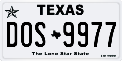 TX license plate DOS9977