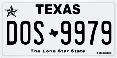 TX license plate DOS9979