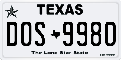TX license plate DOS9980