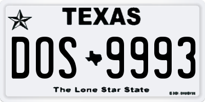 TX license plate DOS9993