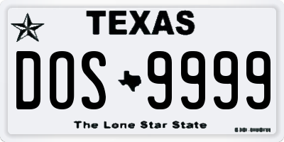 TX license plate DOS9999