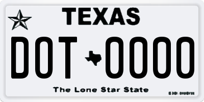 TX license plate DOT0000