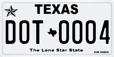 TX license plate DOT0004