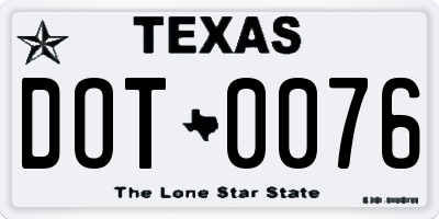 TX license plate DOT0076