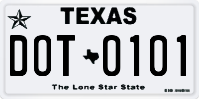 TX license plate DOT0101