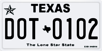TX license plate DOT0102