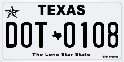 TX license plate DOT0108
