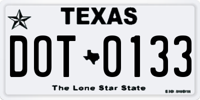 TX license plate DOT0133