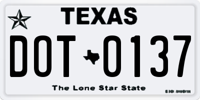 TX license plate DOT0137