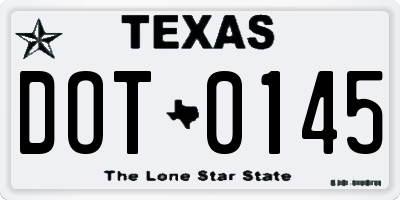TX license plate DOT0145