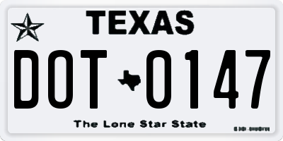 TX license plate DOT0147