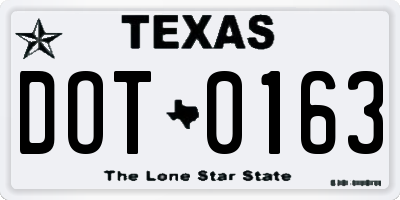 TX license plate DOT0163