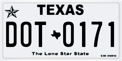 TX license plate DOT0171