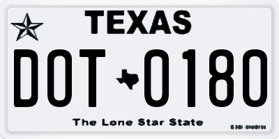 TX license plate DOT0180