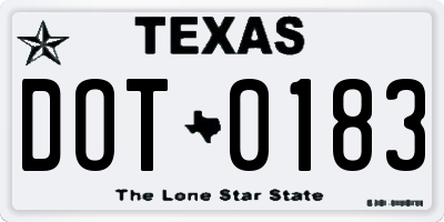 TX license plate DOT0183