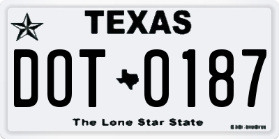 TX license plate DOT0187