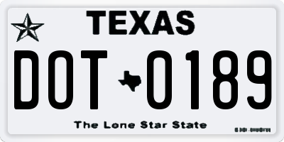 TX license plate DOT0189