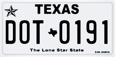 TX license plate DOT0191