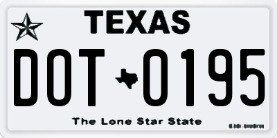 TX license plate DOT0195