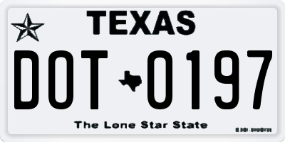 TX license plate DOT0197