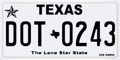 TX license plate DOT0243