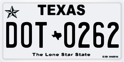 TX license plate DOT0262