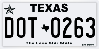 TX license plate DOT0263
