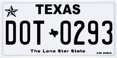 TX license plate DOT0293