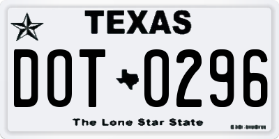 TX license plate DOT0296