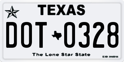 TX license plate DOT0328