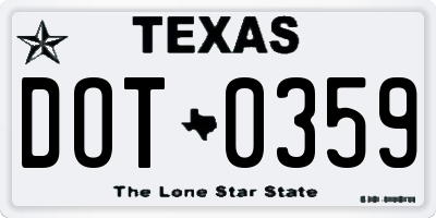 TX license plate DOT0359